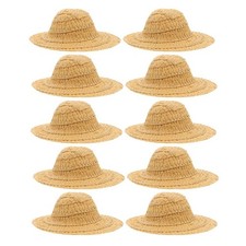 DECHOUS 10Pcs Mini Straw Hats: Tiny Knitting Straw Hats for Crafts Mini Dolls...