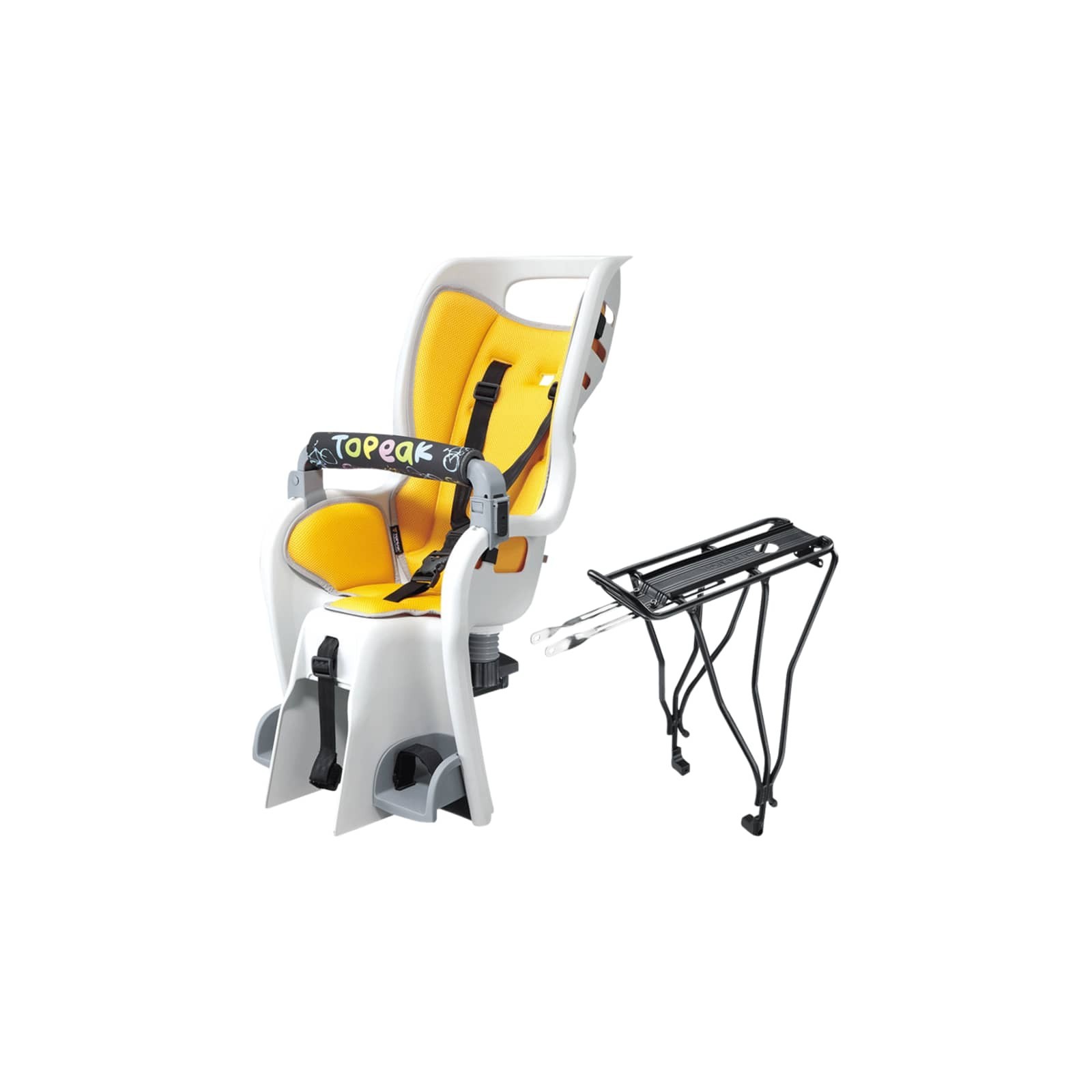 Topeak BabySeat II with BabySeat II 700c, 27.5, 26 Disc Compatible Rack Yellow