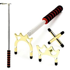 Retractable Billiards Cue Bridge Stick w 3 Brass Heads Pool Snooker Rest