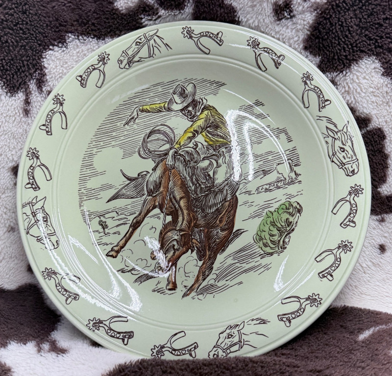 RARE Vernon Kilns Frontier Days - Winchester 73 12" Round Chop Plate/Platter