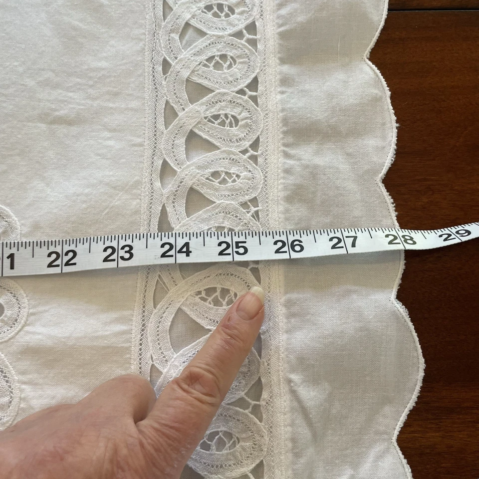 Almohada de encaje Battenburg falsa estándar (1) blanca festoneada casa de campo Shabby Chic Foto 4 de 4