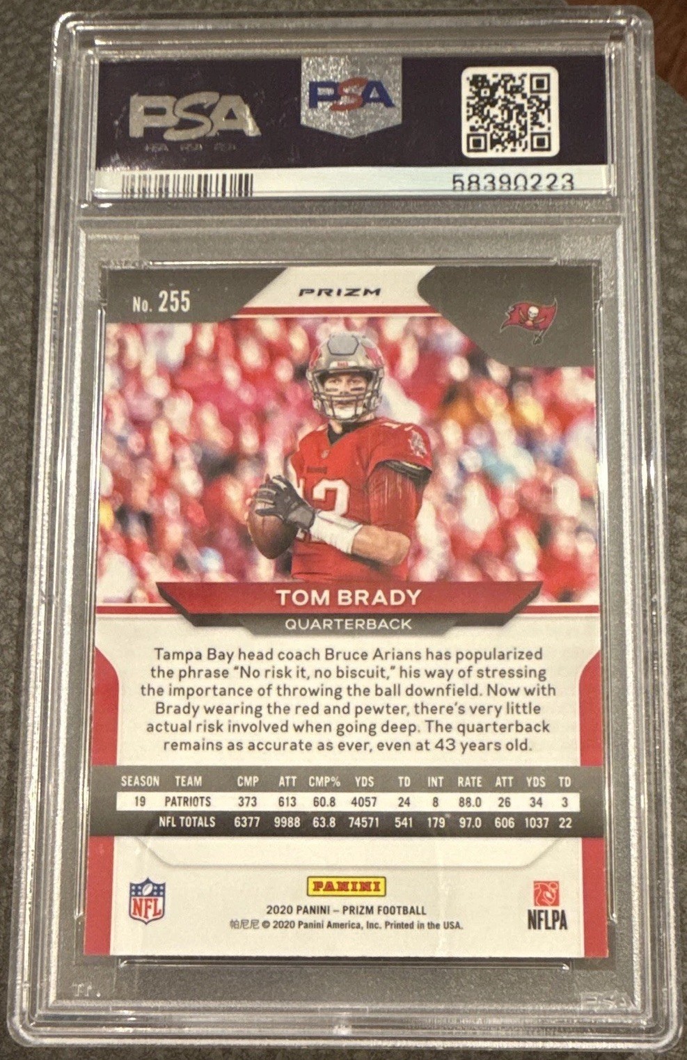 Panini 2020 Prizm TOM BRADY Silver Prizm PSA 10 GEM MT  Buccaneers #255 view 2