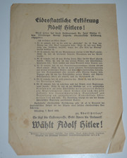 Zeitgeschichte: Pamphlet/eine Seite "Eidesstattliche Erl&auml;rung....!, 1932