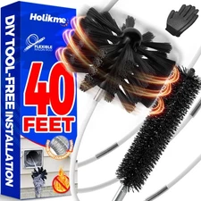 40 Feet Dryer Vent Cleaner Kit, Flexible Lint Brush with Drill Attachment, Ex...