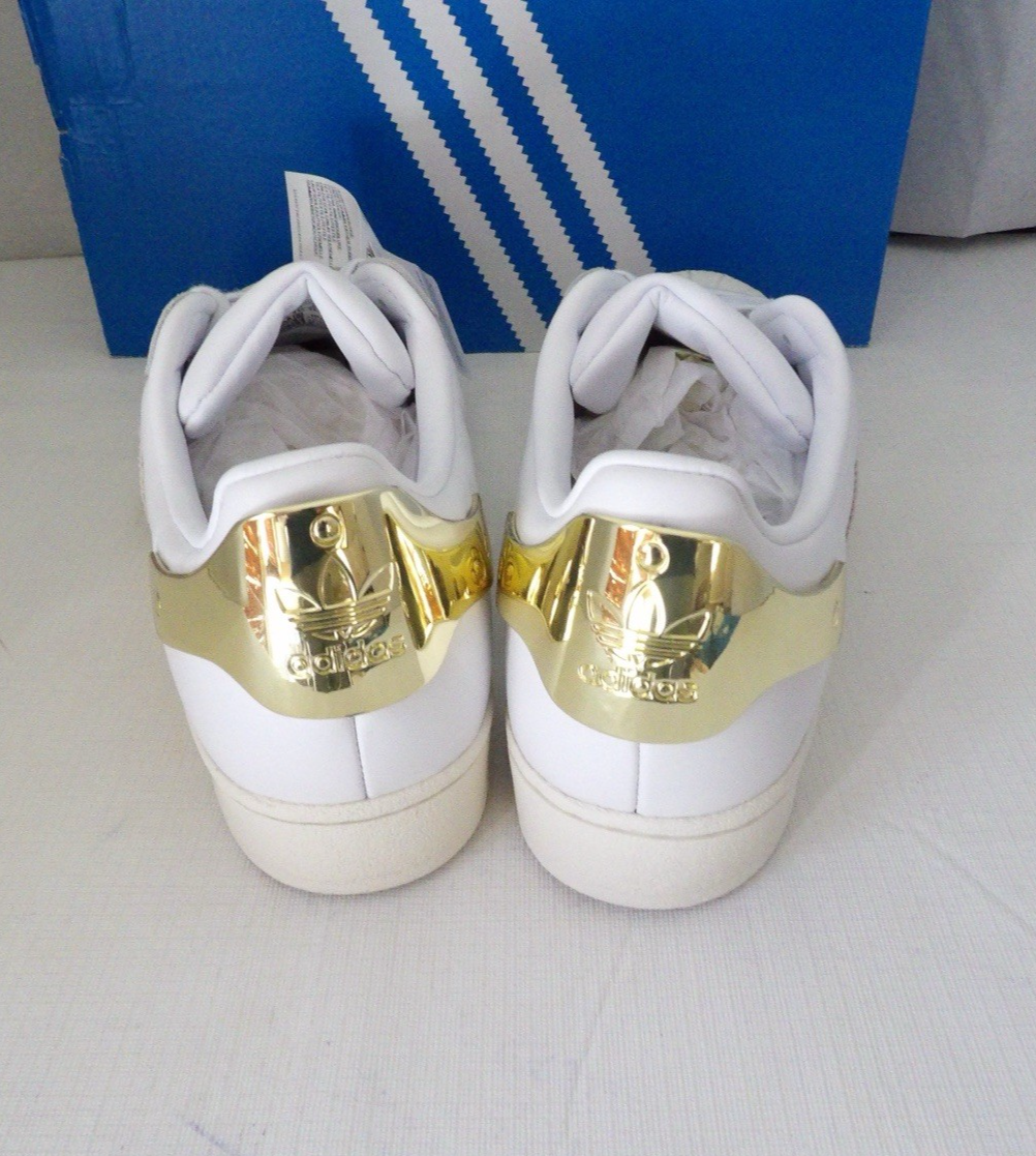 NWOB Authentic ADIDAS SUPERSTAR White Gold Logo Women's Shoes Size 9 M |  eBay