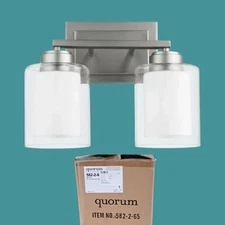Quorum International Fort Worth 2-Light Vanity - Satin Nickel 14" Wide New 582-2