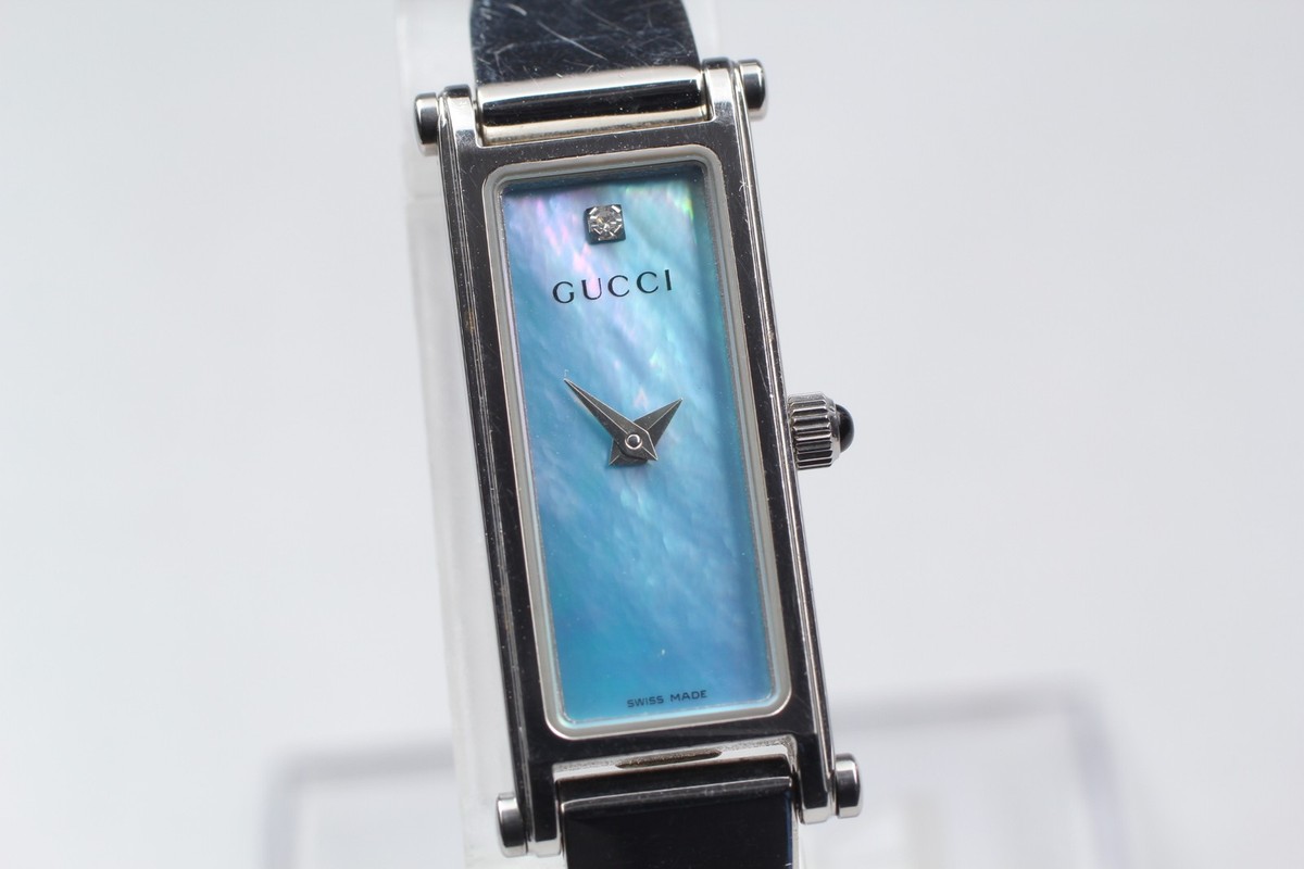 ★GUCCI時計★1500L 1Pダイヤ 新品電池 稼働品 稼働 GUCCI 1500L 文字盤ブラック 腕時計 電池新品 クォーツ