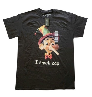 Hot Topic ''I Smell Cap'' Pinocchio T-Shirt Dark Brown Meme Y2K Vintage...