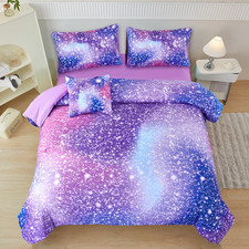 Girls Bed in a Bag Queen Size Colorful Rainbow Queen Comforter Set with Sheets T