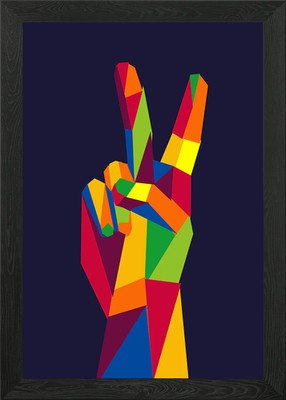 Zwei Fingergruß Gerahmtes Wandbild Poster Leinwandbild Bild