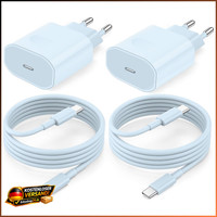 USB C LadegeräT 25W 2Pack SchnellladegeräT Mit 3M Kabel FüR Iphone Ipad Pro