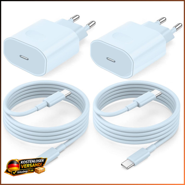USB C LadegeräT 25W 2Pack SchnellladegeräT Mit 3M Kabel FüR Iphone Ipad Pro-image