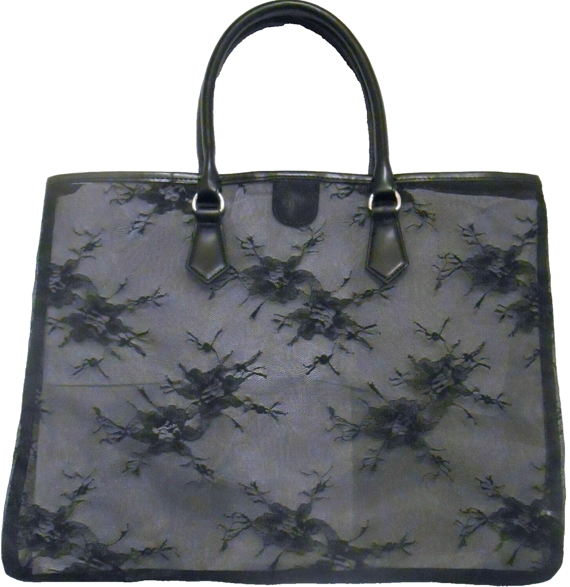 GIVENCHY Parfums Black Floral Lace MESH Tote Bag Hand Bag 17