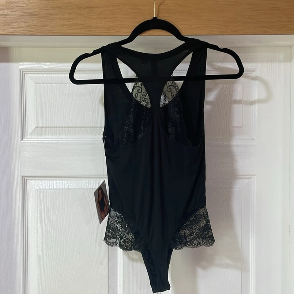 Dreamgirl Mujer Talla L Body Negro Encaje Top Sin Mangas 11073 Tanga A Presión Foto 3 de 4