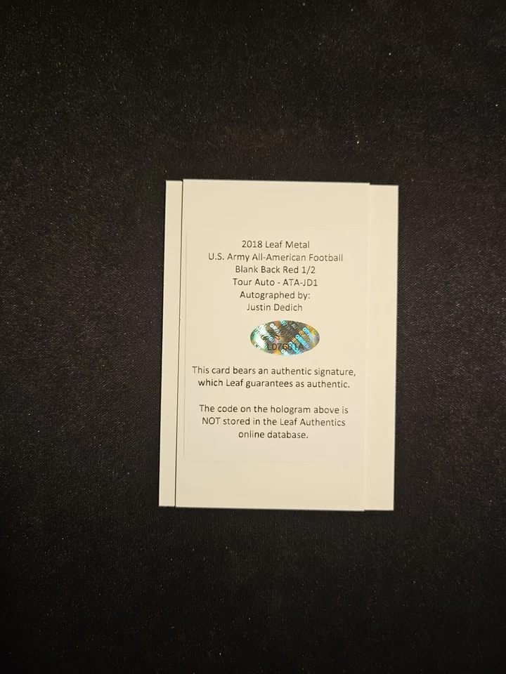 2018 LEAF All American 1/2 RED AUTO USC TROJANS OL JUSTIN DEDICH - Image 2 of 4