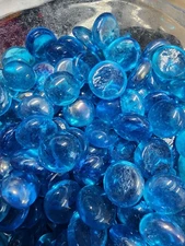 Lavish Home Glass Beads 9lb 3/4" Flat Marbles for Vases Crafts Decor Aqua Blue
