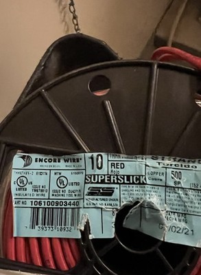 2) #10 AWG THHN MTW THWN Stranded Copper Wire 500 ft Encore Superslick