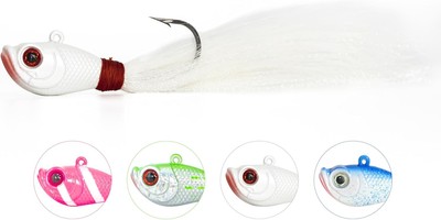 BLUEWING Bucktail Jig with High Carbon Steel Hook 2pcs for 1/2oz, White 