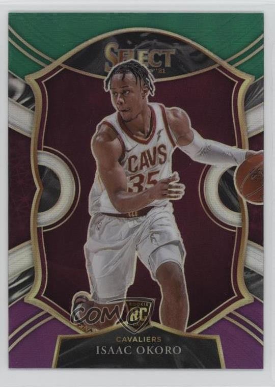 2020-21 Panini Select Concourse Green White Purple Prizm Isaac Okoro #65 0xc1