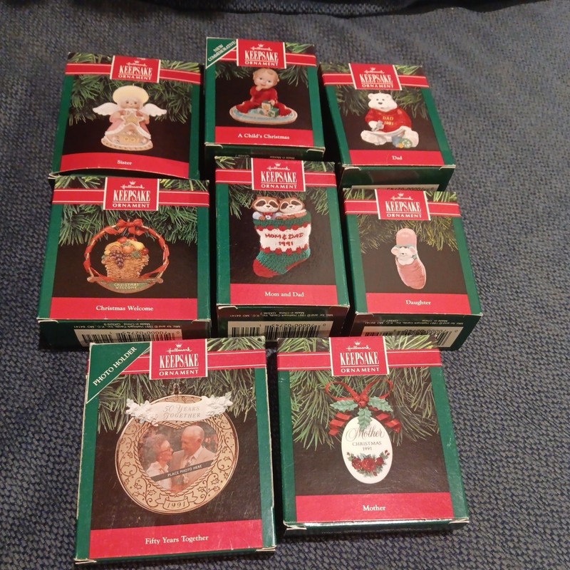 Lot of 8 Hallmark  1991 Christmas  Ornaments  Vintage 