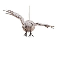 Kurt Adler Gray With White Fur Flying Owl Ornament