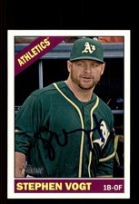Signed Baseball Card Auto Stephen Vogt 2015 Topps Heritage #13 Oakland Athletics