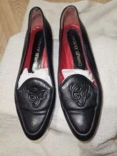 Vtg Charles Jourdan Shoes  Loafers Women Size 8M Black Leather Spain