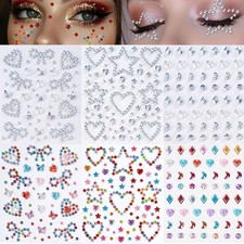 6-Sheet Face Gems Jewels Rhinestone Stickers for Hair Eye women Kids Makeup