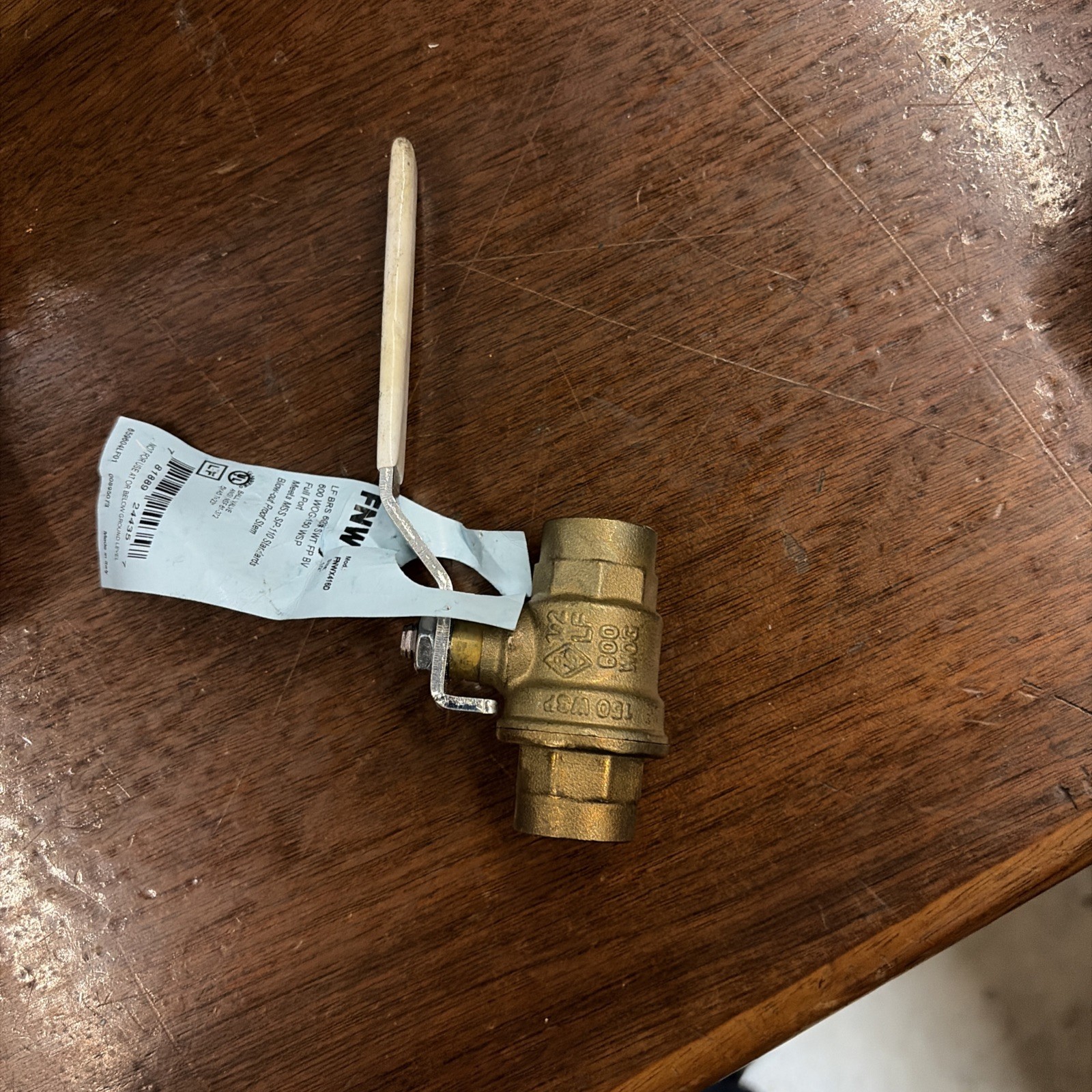 Brass Ball Valve Sweat On Full Port FNW 1/2 Inch x 1.22 Inch W x 2.4 Inchs H FNW