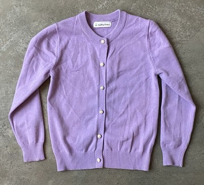 Smiling Pinker Purple Cardigan Girl's Size 6-7y Gold Pearl Buttons