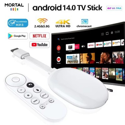 Mortal Chromecast mit Google TV 16GB u. HD-Sprachfernbedienung USB-Anschlus Weiß