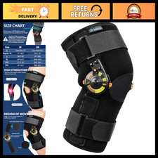 Hinged ROM Knee Brace with Stabilizers Locking Dials - Post Op Immobilizer for