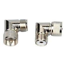 2 Piece Right Angle 90 Degree Adapter Connector UHF PL-259 Male to SO-239 Female