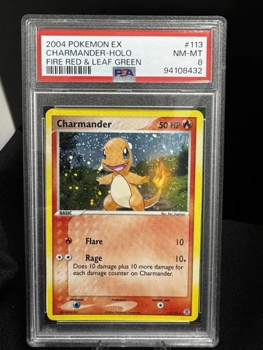 Pokémon Charmander Holo Secret Rare Card 113/112 FireRed & LeafGreen PSA 8