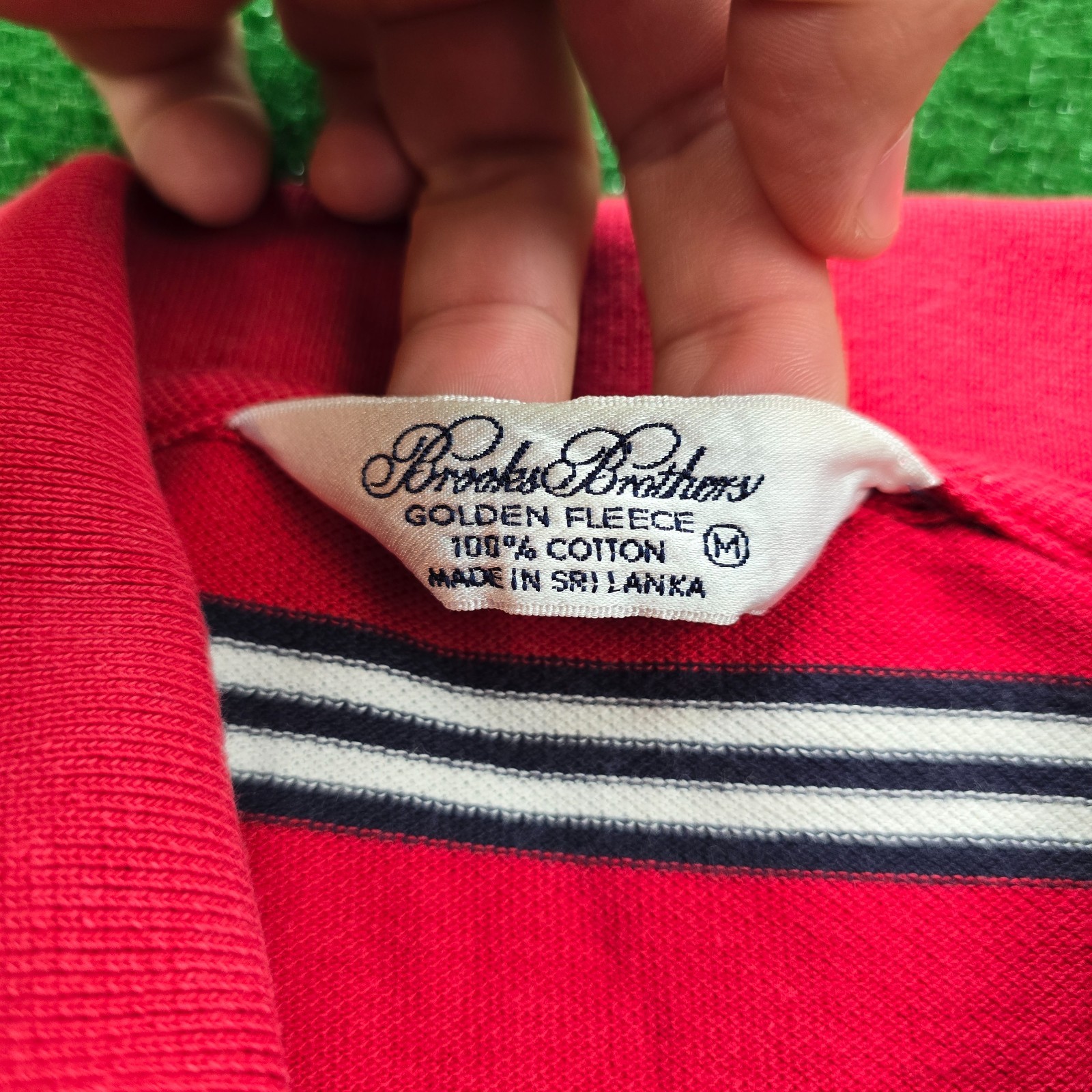 Brooks Brothers Polo Shirt Mens Medium/Large Red Striped Golden Fleece Golf thumbnail 8