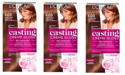(PACK OF 3)L'OREAL CASTING CREME GLOSS 603 CARAMEL HAIR COLOR NO AMMONIA