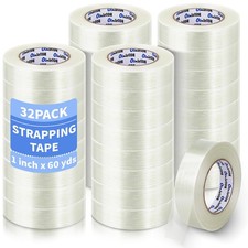 Strapping Tape 32 Rolls 1 Inch X 60 Yards Fiberglass Filament Packing Tape Trans