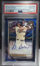2024 Bowman Draft Blake Burke Blue Wave Refractor Auto 14/150 PSA 10 Milwaukee