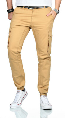 A. Salvarini Herren Designer Cargo Hose Strech Cargohose Beige 31/30 E215 R20-B
