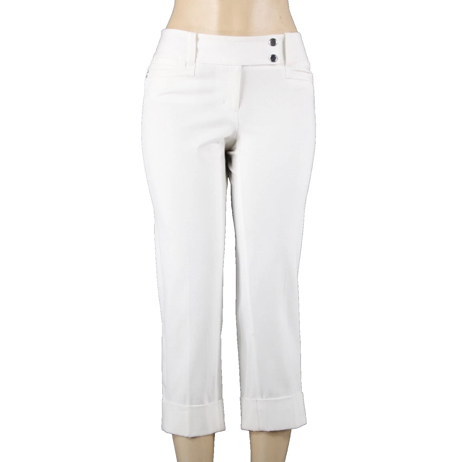 White House Black Market Mujer Pantalones de Algodón Blanco para Mujeres