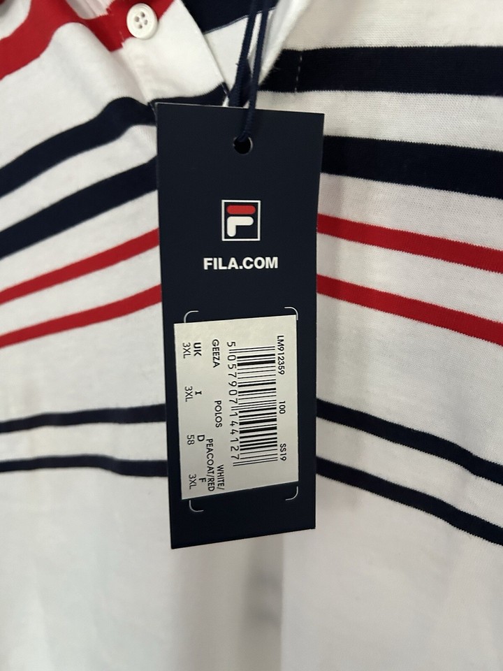 Fila Vintage Men's The Business Polo Shirt White/Navy/Red Danny Dyer