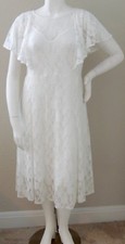 Maitai Sweetheart Layered Ruffle Lace Midi Dress White Plus 1X - New!