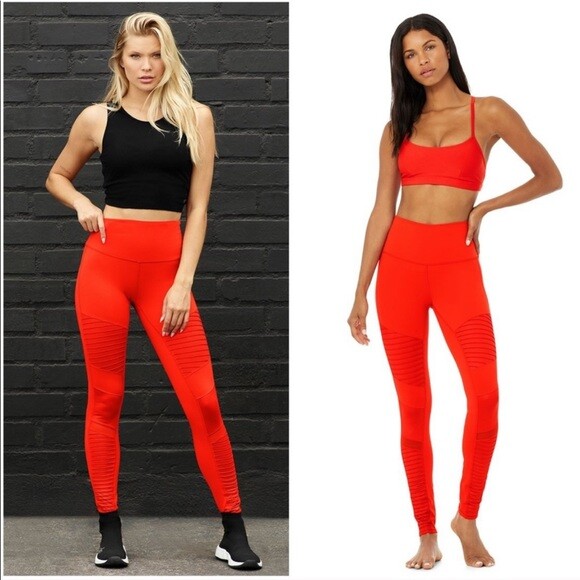 alo yoga チェリー柄 ボディスーツ M Alo Cherry Airbrush Moto High Rise Leggings NWT XS S M Mesh