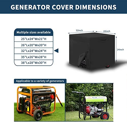 Outdoor Generator Cover 32x24x24 inch Waterproof UV 32"Lx24"Wx24"H