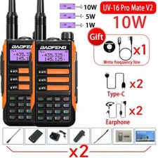 2PACK PRO Mate V2 Professional Walkie Talkie UV16 50KM Long Range Two Way Radios