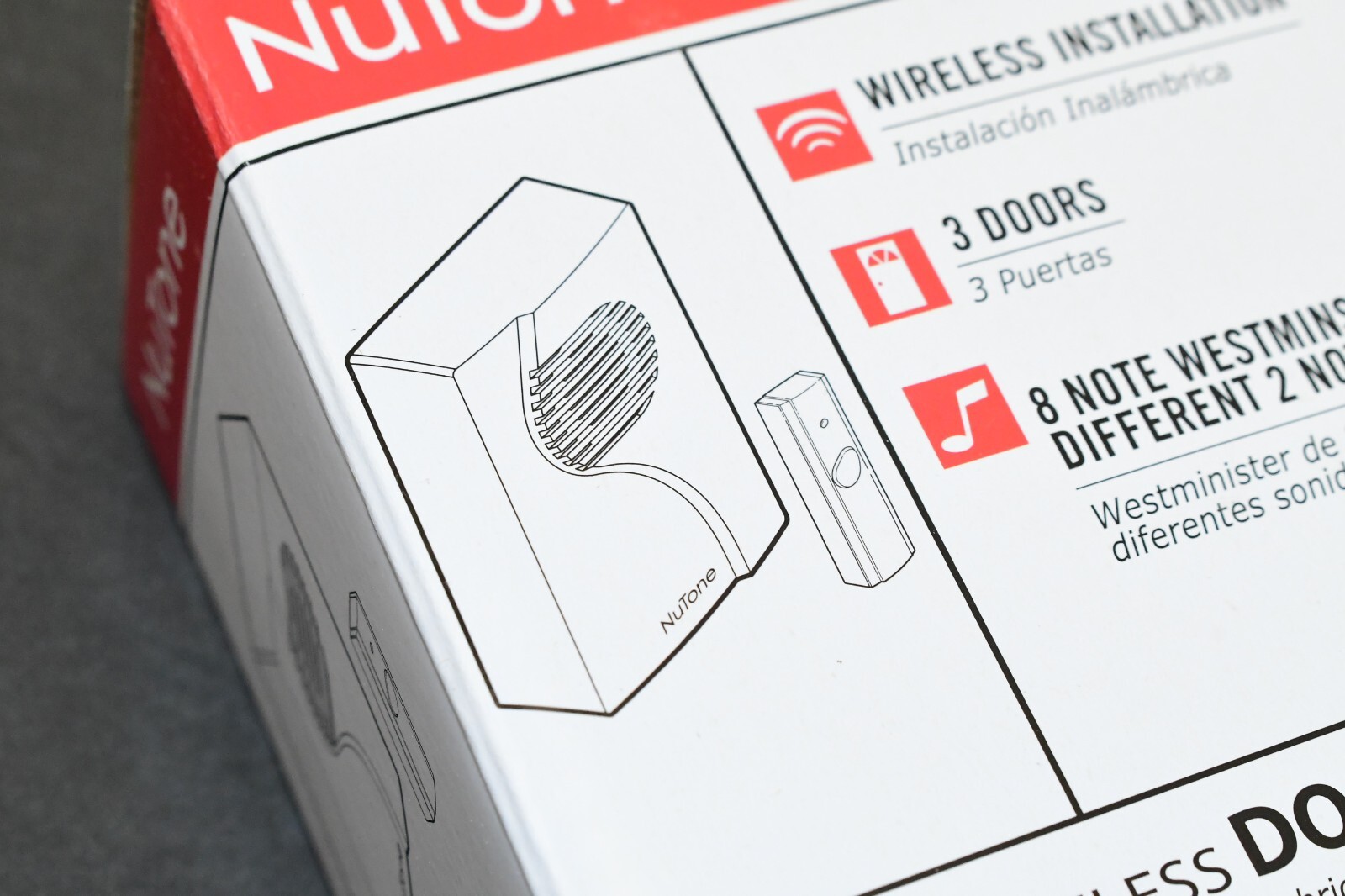 NuTone PlugIn Wireless Chime Kit Model LA223WH WHITE 3Doors Door