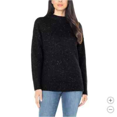 Well Worn Womens Sweater Black Nep Yarn Long Sleeves Mock Neck High-Low Soft XXL