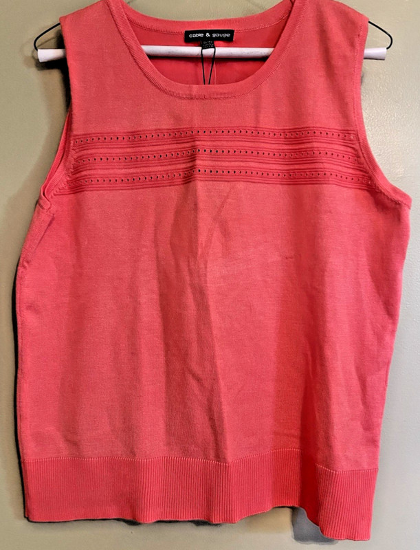 Cable & Gauge Women’s Sleeveless Knit Tank/Vest,  Coral,  NWT, Sz XL