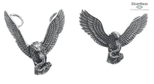 SilverNess Jewellery Eagle with Movable Wings Pendant: 925 Sterling Silver - Picture 5 of 5