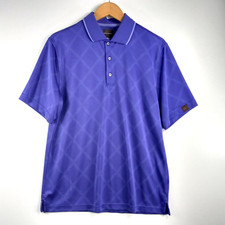 Greg Norman Polo Shirt Men's Size Medium Purple Diamond Play Dry Short Sleeve